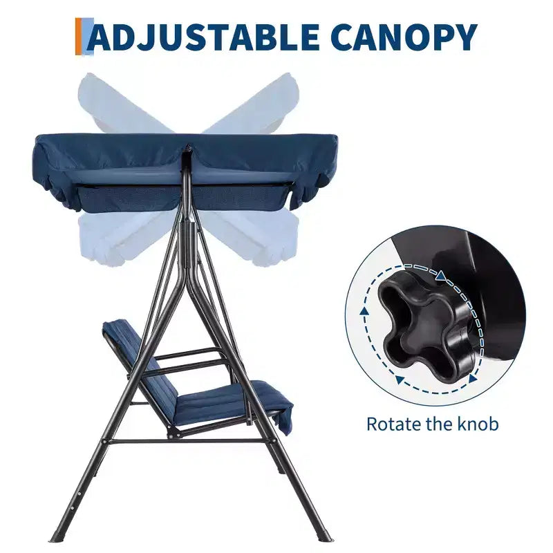 Outdoor Patio Swing Chair with Adjustable Canopy, Durable Steel Frame, for Garden, Backyard, Poolside