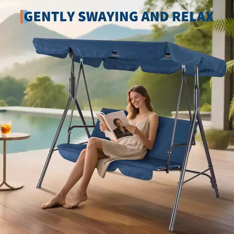Outdoor Patio Swing Chair with Adjustable Canopy, Durable Steel Frame, for Garden, Backyard, Poolside