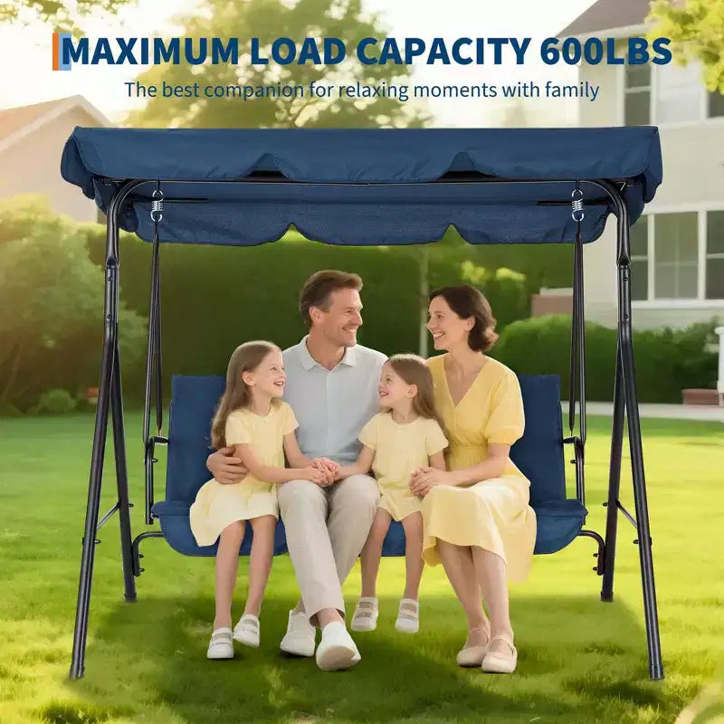 Outdoor Patio Swing Chair with Adjustable Canopy, Durable Steel Frame, for Garden, Backyard, Poolside