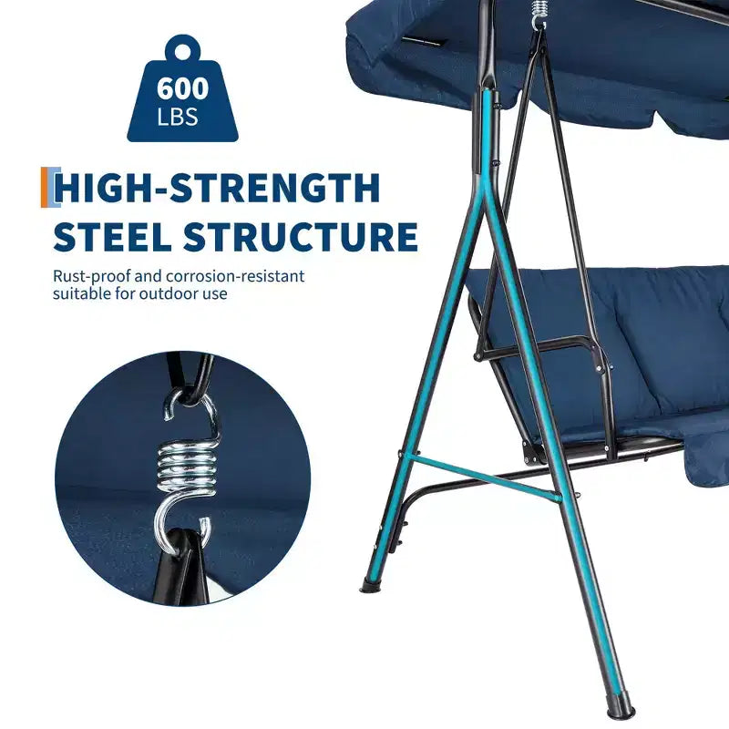Outdoor Patio Swing Chair with Adjustable Canopy, Durable Steel Frame, for Garden, Backyard, Poolside