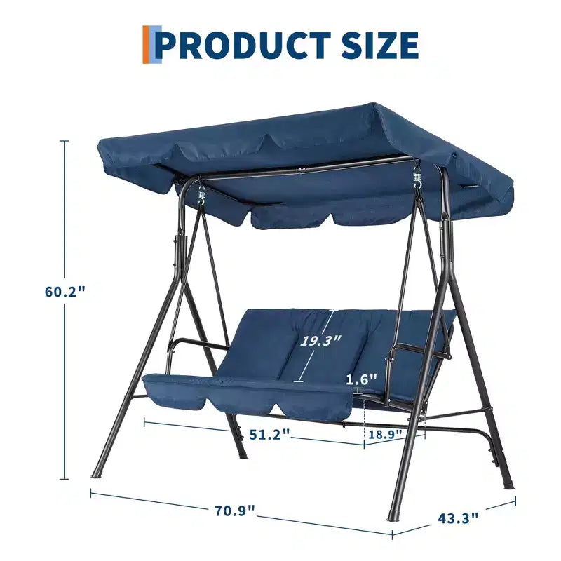 Outdoor Patio Swing Chair with Adjustable Canopy, Durable Steel Frame, for Garden, Backyard, Poolside
