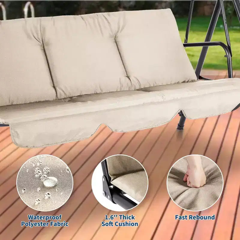 Outdoor Patio Swing Chair with Adjustable Canopy, Durable Steel Frame, for Garden, Backyard, Poolside