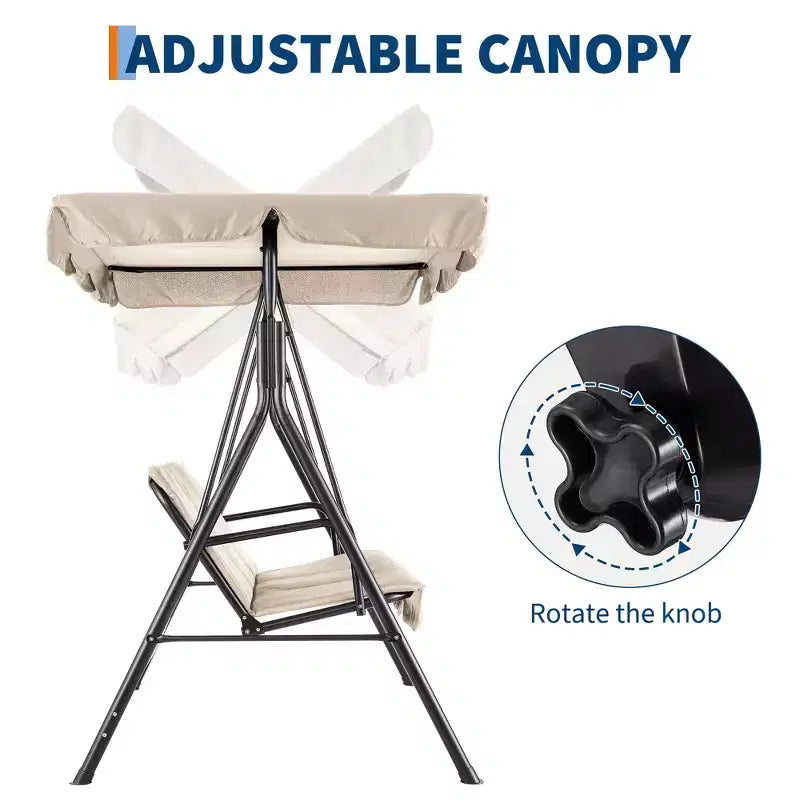 Outdoor Patio Swing Chair with Adjustable Canopy, Durable Steel Frame, for Garden, Backyard, Poolside