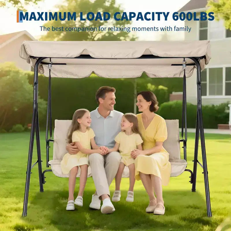 Outdoor Patio Swing Chair with Adjustable Canopy, Durable Steel Frame, for Garden, Backyard, Poolside