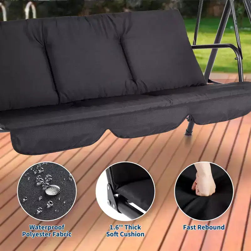 Outdoor Patio Swing Chair with Adjustable Canopy, Durable Steel Frame, for Garden, Backyard, Poolside