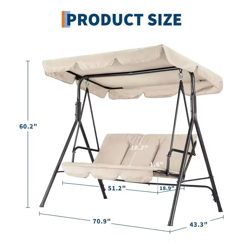 Outdoor Patio Swing Chair with Adjustable Canopy, Durable Steel Frame, for Garden, Backyard, Poolside