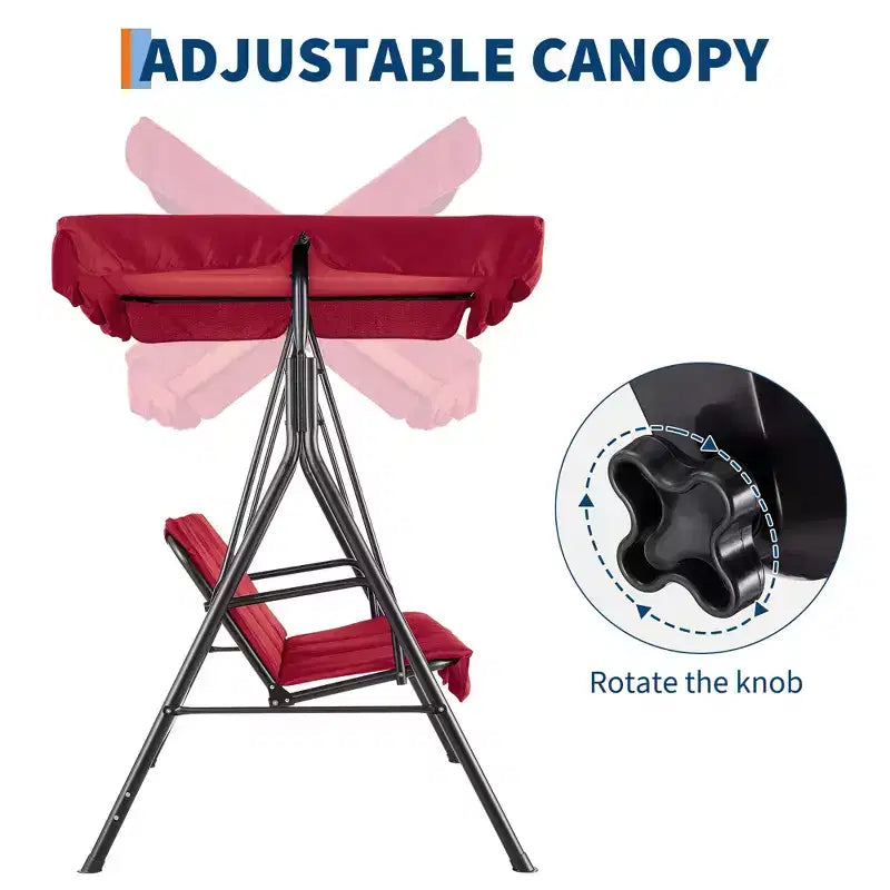 Outdoor Patio Swing Chair with Adjustable Canopy, Durable Steel Frame, for Garden, Backyard, Poolside