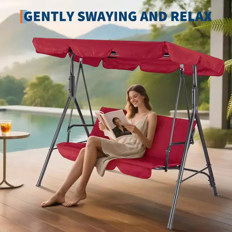 Outdoor Patio Swing Chair with Adjustable Canopy, Durable Steel Frame, for Garden, Backyard, Poolside