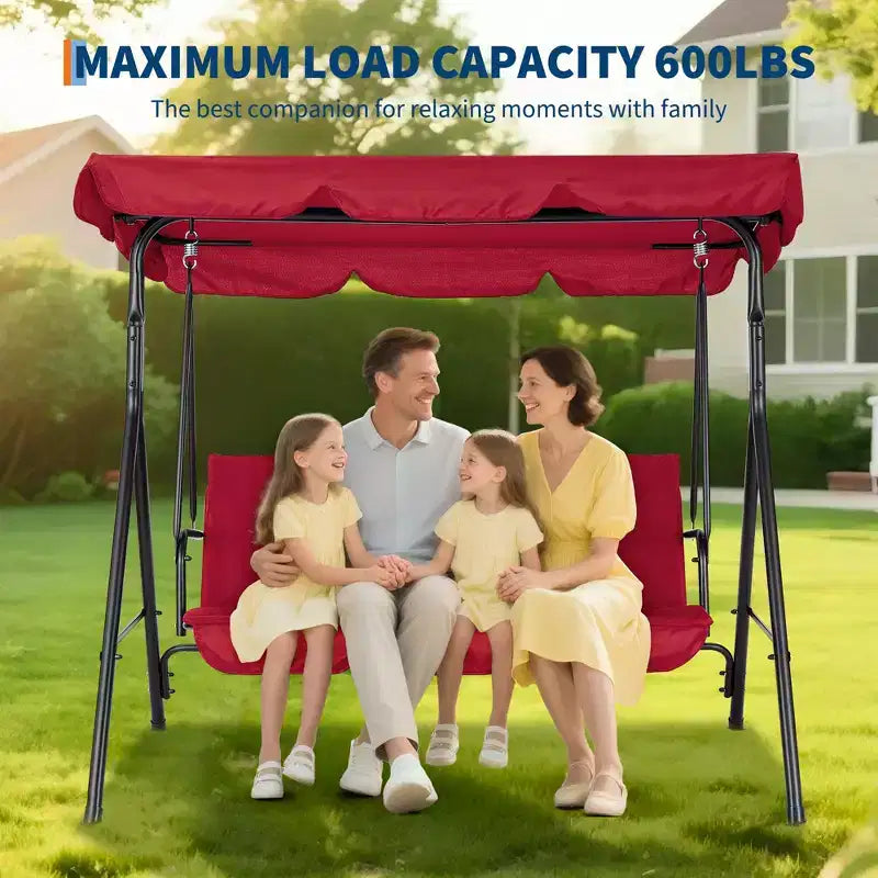 Outdoor Patio Swing Chair with Adjustable Canopy, Durable Steel Frame, for Garden, Backyard, Poolside