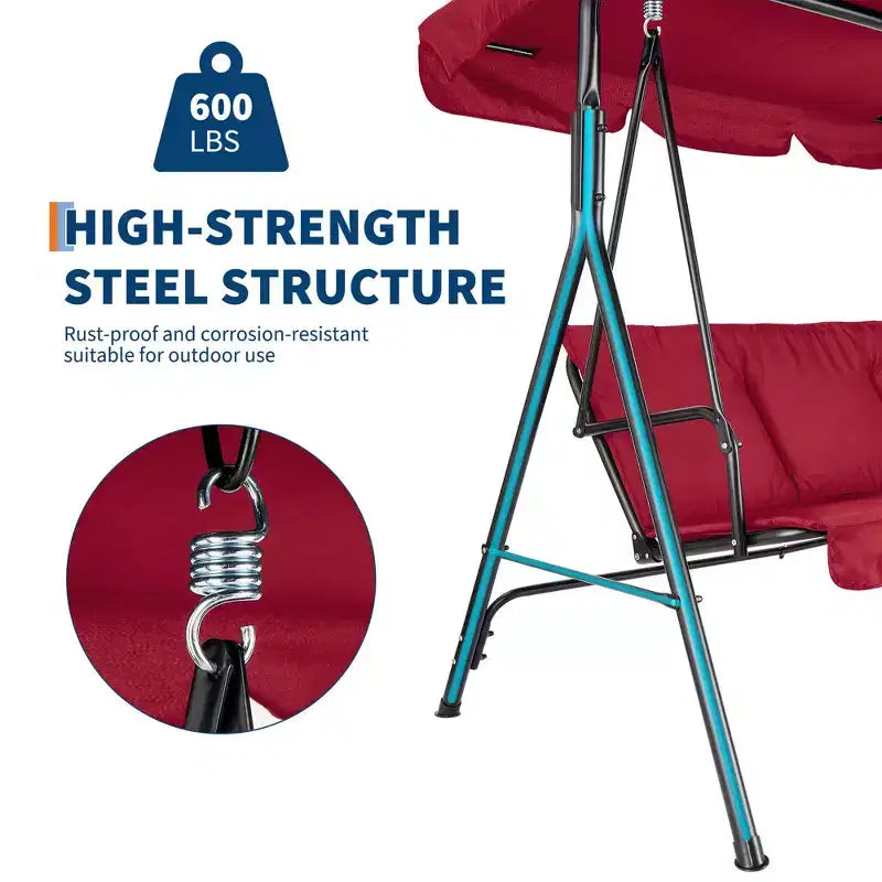 Outdoor Patio Swing Chair with Adjustable Canopy, Durable Steel Frame, for Garden, Backyard, Poolside