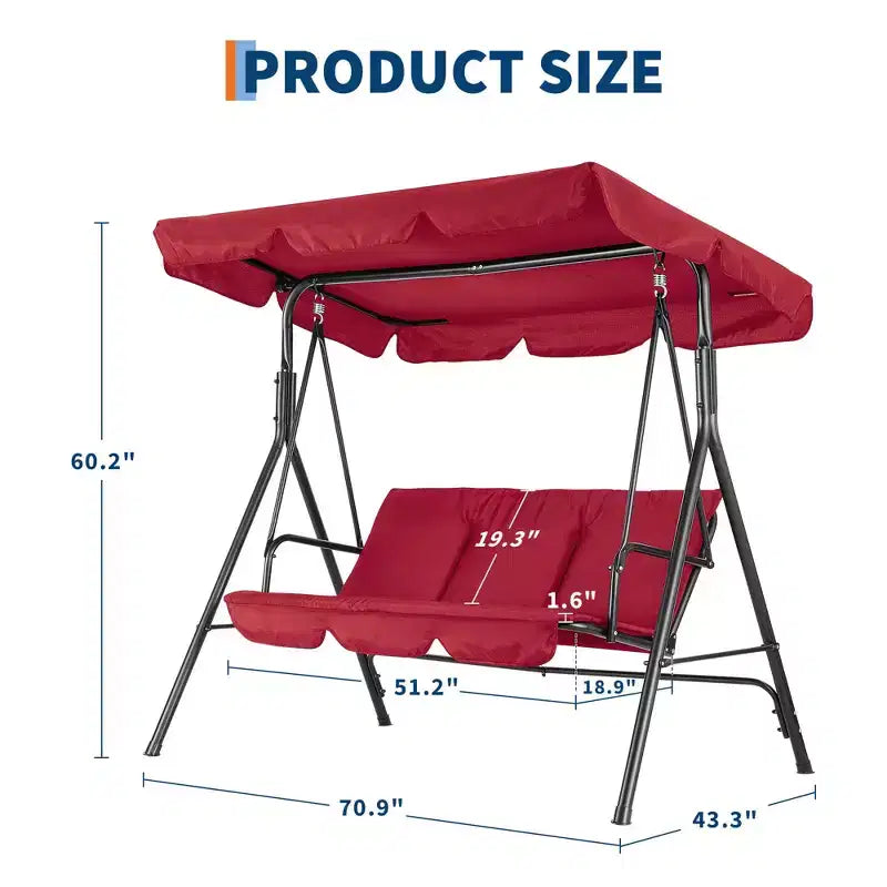Outdoor Patio Swing Chair with Adjustable Canopy, Durable Steel Frame, for Garden, Backyard, Poolside