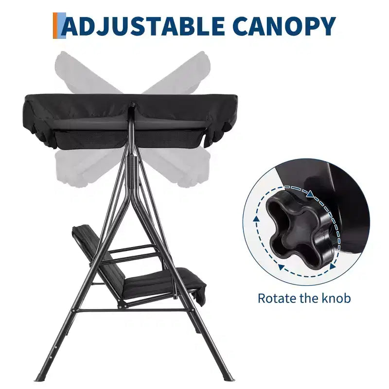 Outdoor Patio Swing Chair with Adjustable Canopy, Durable Steel Frame, for Garden, Backyard, Poolside