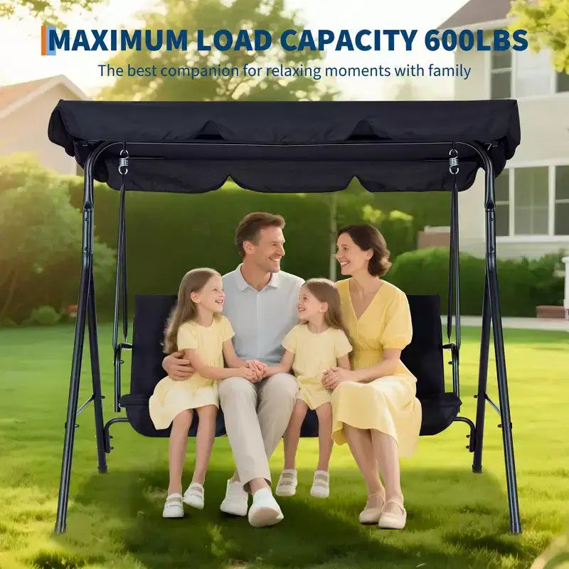 Outdoor Patio Swing Chair with Adjustable Canopy, Durable Steel Frame, for Garden, Backyard, Poolside