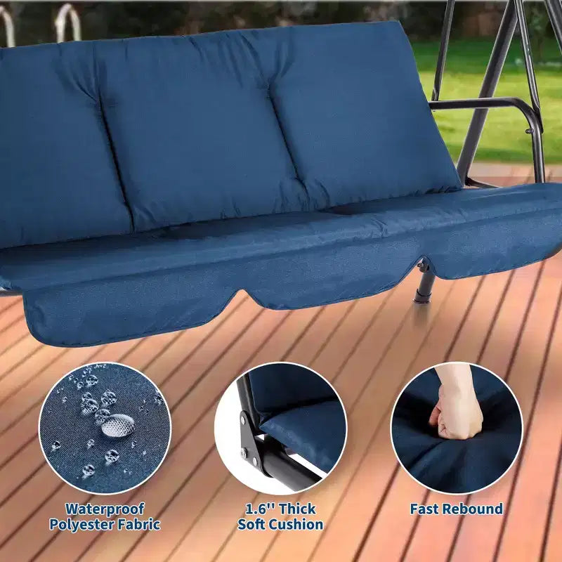 Outdoor Patio Swing Chair with Adjustable Canopy, Durable Steel Frame, for Garden, Backyard, Poolside