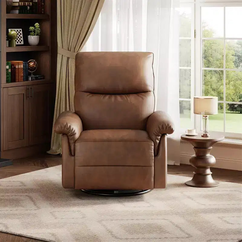 Fauteuil inclinable manuel avec fonction pivotante et basculante - Dossier réglable en cuir PU pour salon ou chambre de bébé