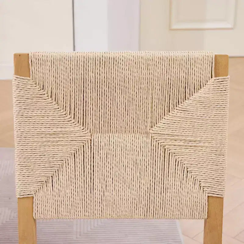 GDFStudio Haven Linen Upholstered Wooden Dining Chair with Rope Backrest( Set of 2)