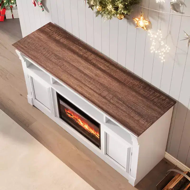 Farmhouse TV Stand, 58 Entertainment Center for TVs up to 65 Inches, Media Console with Open Storage Cabinets for Living Room