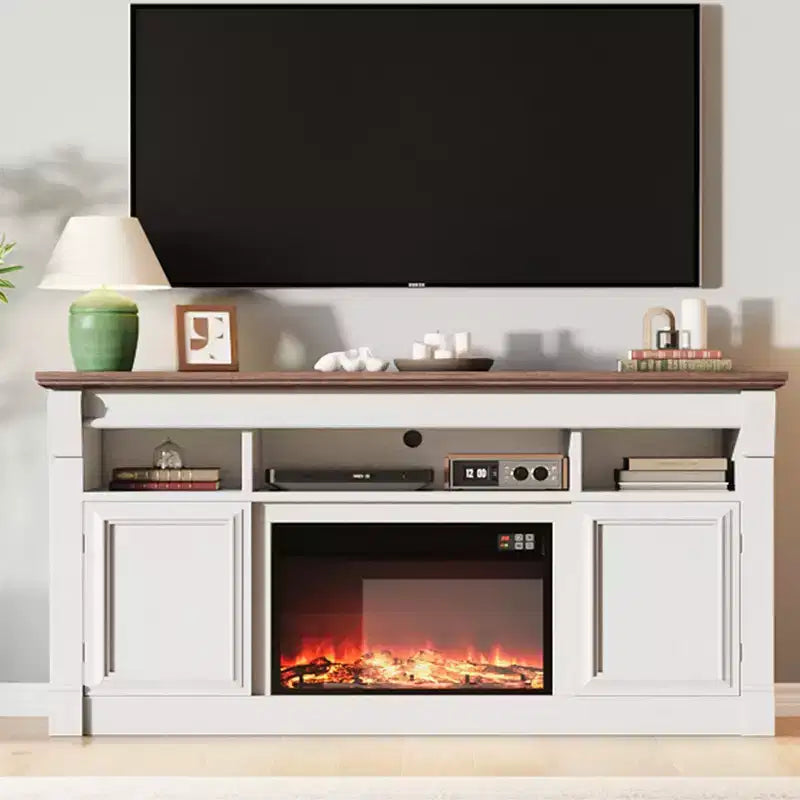 Farmhouse TV Stand, 58 Entertainment Center for TVs up to 65 Inches, Media Console with Open Storage Cabinets for Living Room