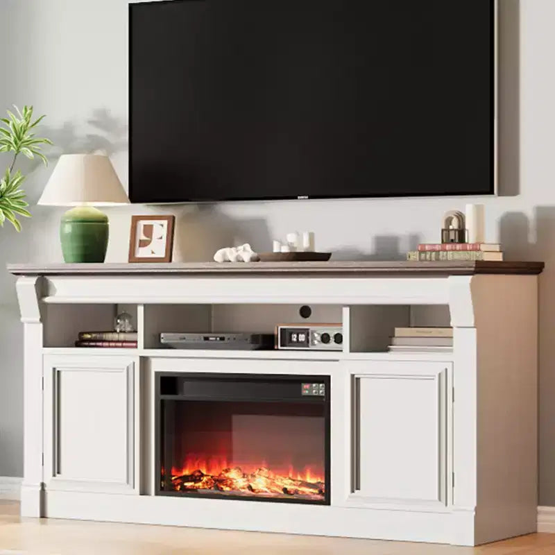 Farmhouse TV Stand, 58 Entertainment Center for TVs up to 65 Inches, Media Console with Open Storage Cabinets for Living Room