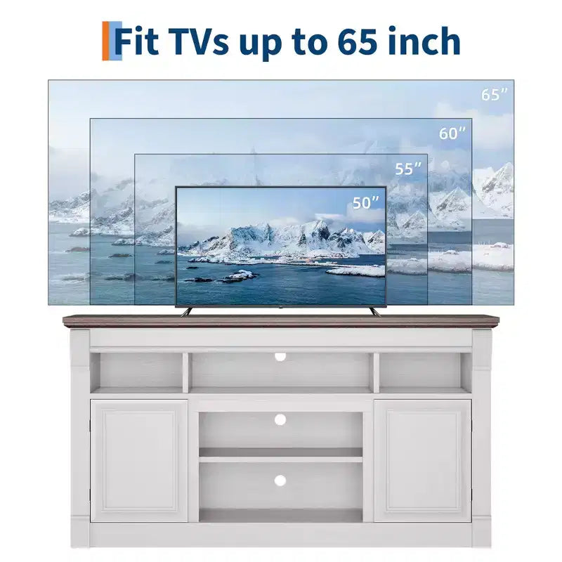 Farmhouse TV Stand, 58 Entertainment Center for TVs up to 65 Inches, Media Console with Open Storage Cabinets for Living Room