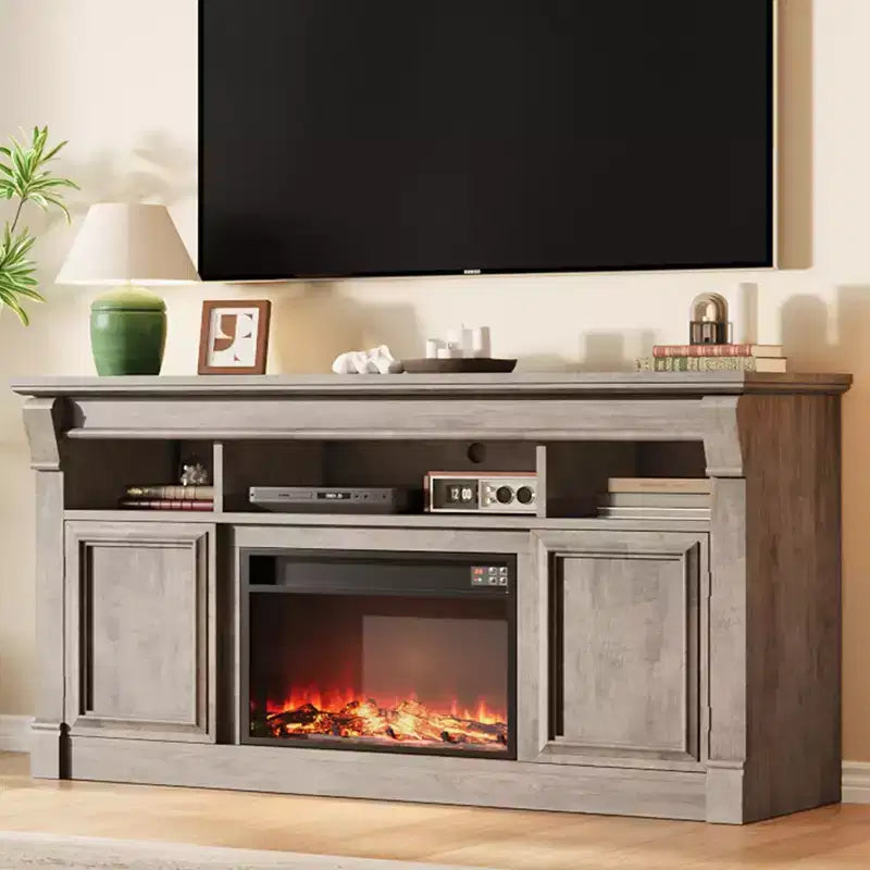 Farmhouse TV Stand, 58 Entertainment Center for TVs up to 65 Inches, Media Console with Open Storage Cabinets for Living Room