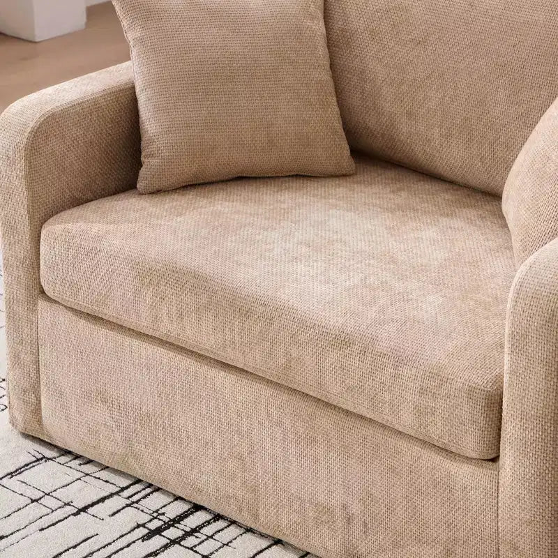 Upholstered Accent Chair Cushioned Single Sofa Chair Leisure Chair with Ottoman&Pillows, Chenille - ModernLuxe