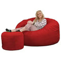 Ultimate Sack 5ft Bean Bag Chair and Footstool, Oversized Lounger, Red Suede