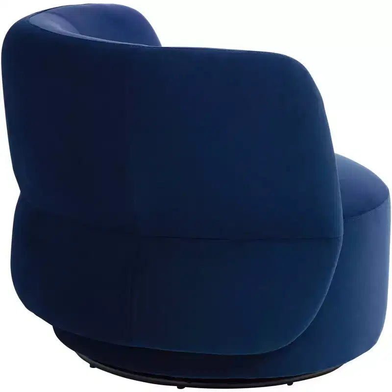 Studio 55D Fontana 36 Wide Prussian Blue Velvety Fabric Occasional Swivel Chair