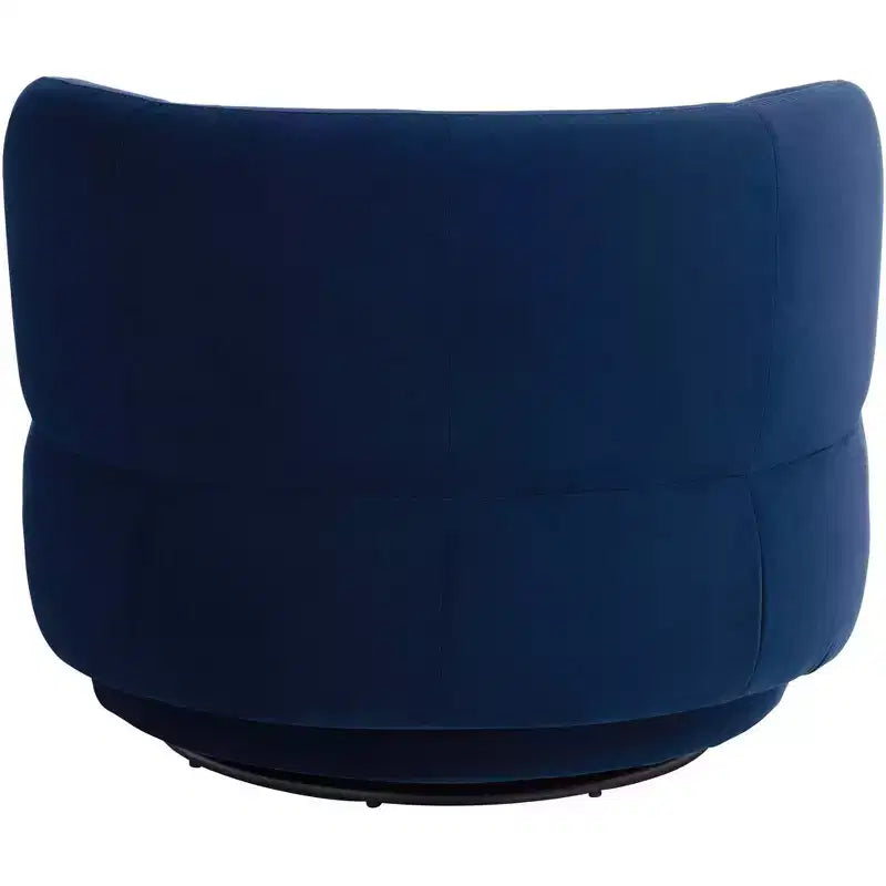 Studio 55D Fontana 36 Wide Prussian Blue Velvety Fabric Occasional Swivel Chair