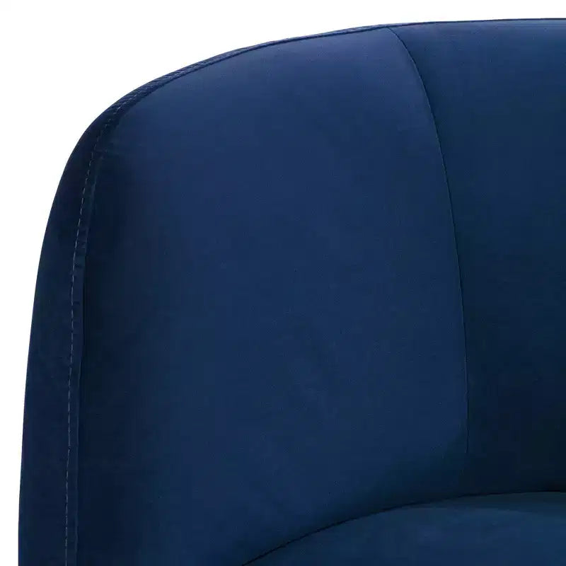 Studio 55D Fontana 36 Wide Prussian Blue Velvety Fabric Occasional Swivel Chair