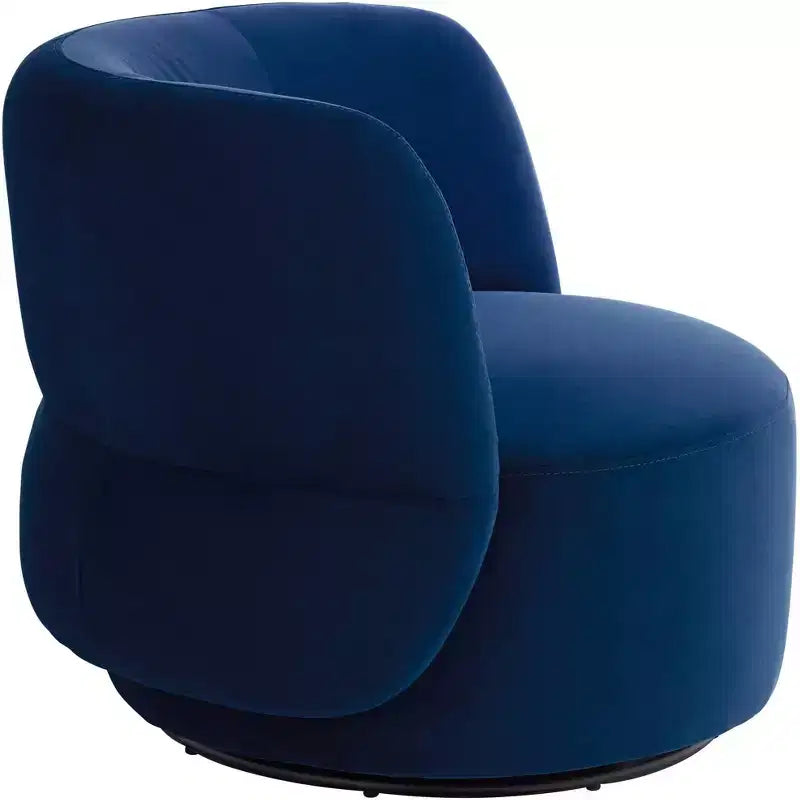 Studio 55D Fontana 36 Wide Prussian Blue Velvety Fabric Occasional Swivel Chair