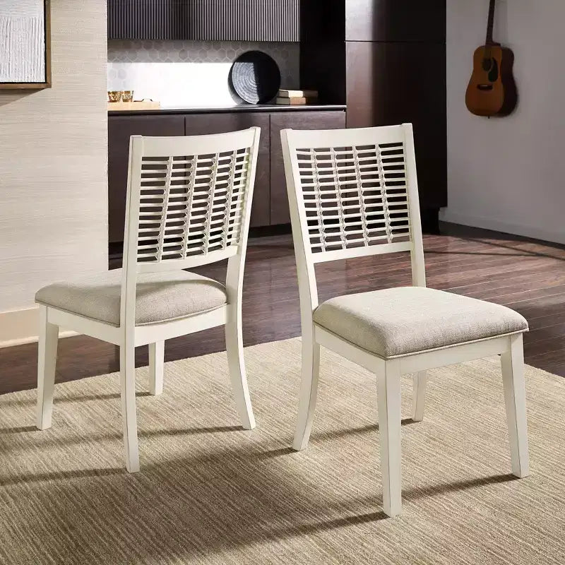 Fabriano White Finish Wicker Dining Chair (Set of 2) - Brown - iNSPIREQ