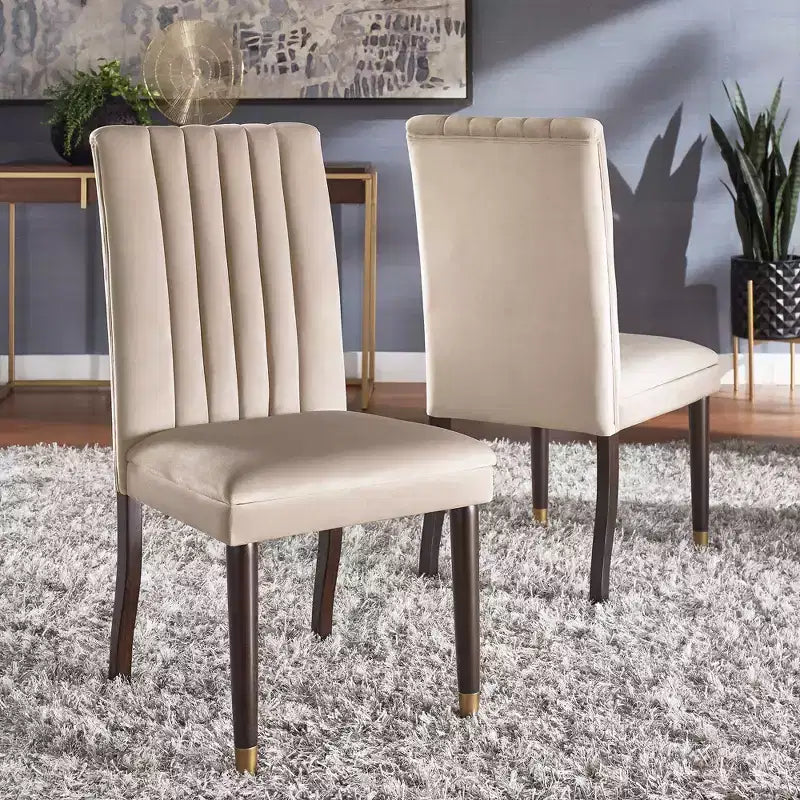 Pruett Velvet Channel Back Dining Chairs (Set of 2) - iNSPIREQ