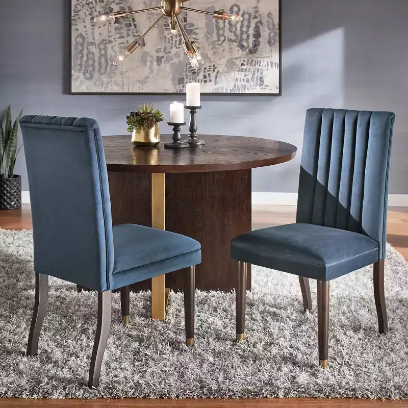 Pruett Velvet Channel Back Dining Chairs (Set of 2) - iNSPIREQ