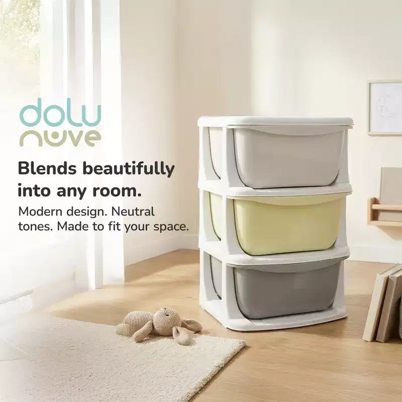 Dolu Nuve Kids 3-Tier Storage Unit with Drawers Plastic Organizer for Toys
