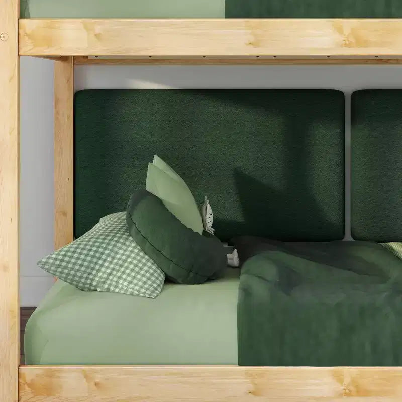 Max & Lily Fundamentals Low Twin over Twin Bunk Bed + 2 Floating Headboards