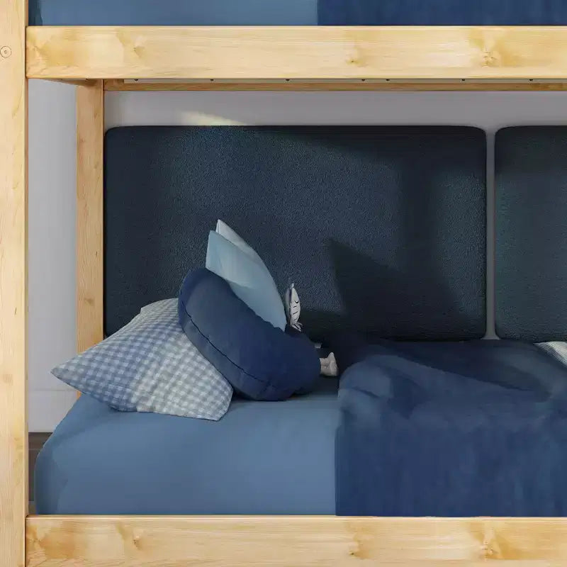 Max & Lily Fundamentals Low Twin over Twin Bunk Bed + 2 Floating Headboards