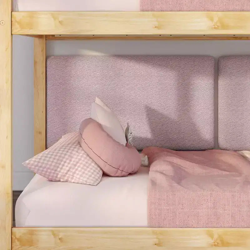 Max & Lily Fundamentals Low Twin over Twin Bunk Bed + 2 Floating Headboards