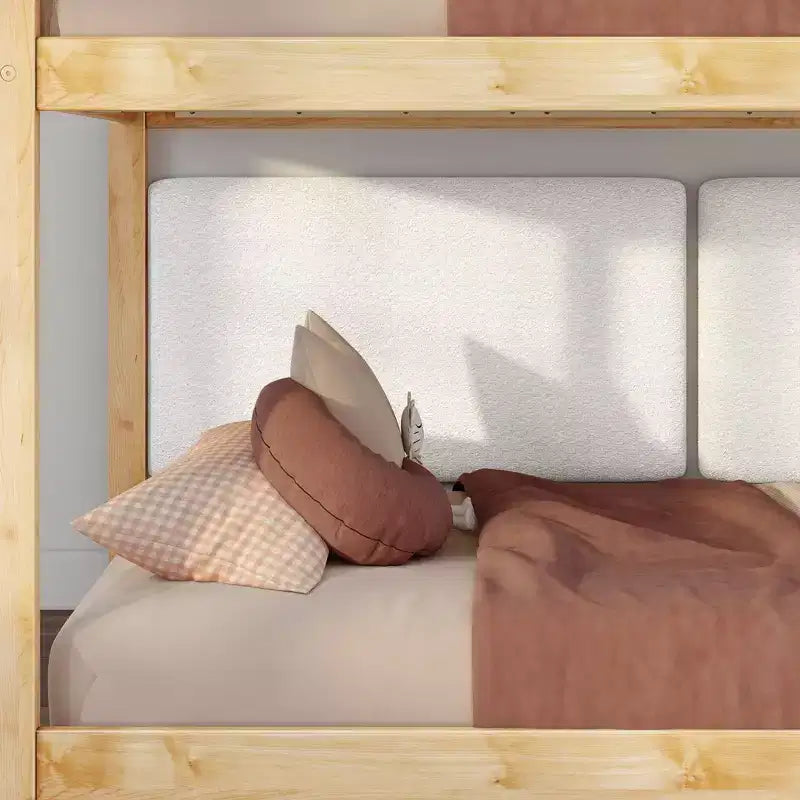 Max & Lily Fundamentals Low Twin over Twin Bunk Bed + 2 Floating Headboards