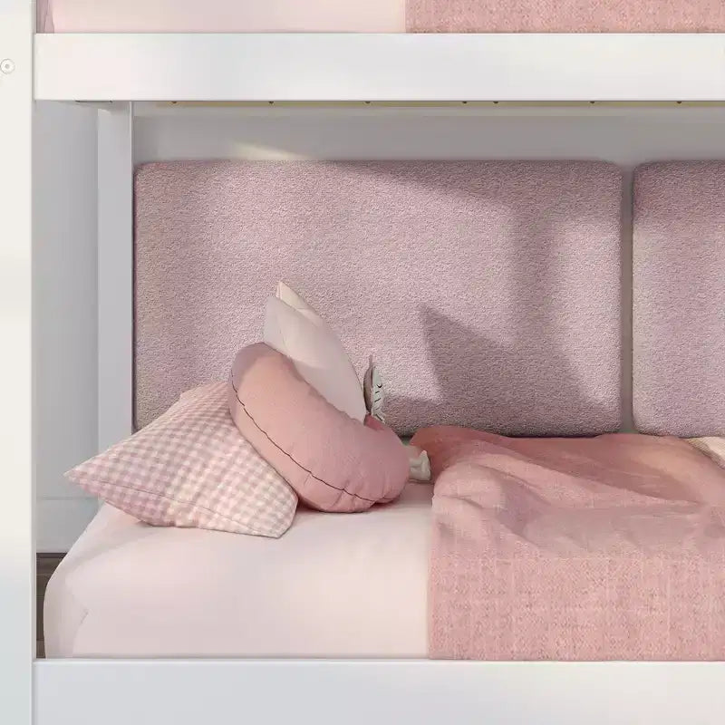 Max & Lily Fundamentals Low Twin over Twin Bunk Bed + 2 Floating Headboards
