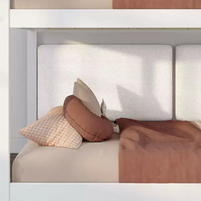 Max & Lily Fundamentals Low Twin over Twin Bunk Bed + 2 Floating Headboards