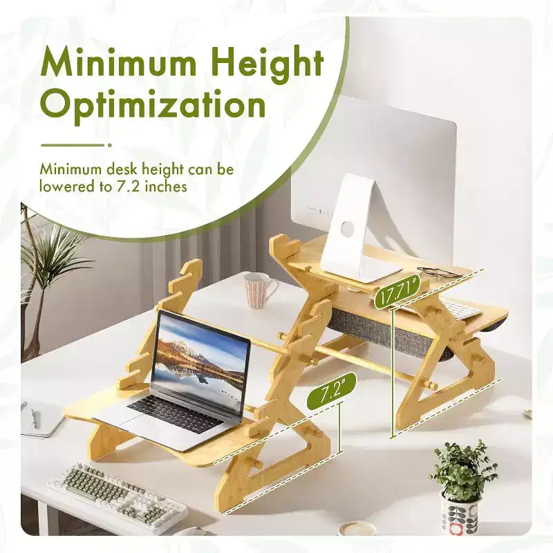 Home Collection 22 Inch Adjustable Bamboo Standing Desk Converter