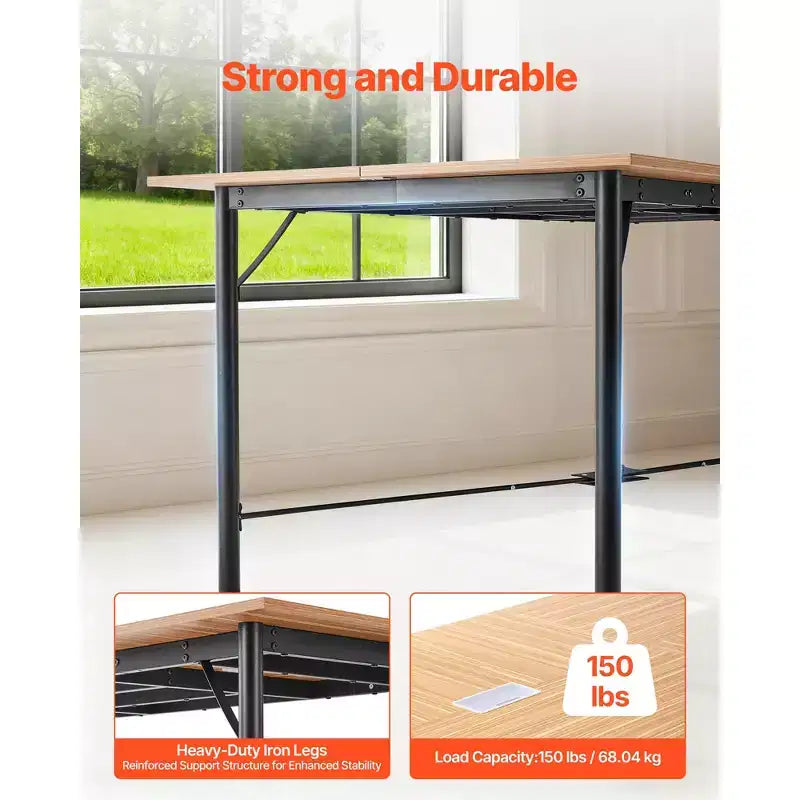 VEVOR Conference Table, 6 ft Office Meeting Table for 6-8 Person, Modern Rectangle Seminar Desk with Metal Legs, Meeting Desk Ideal for Office,Brown