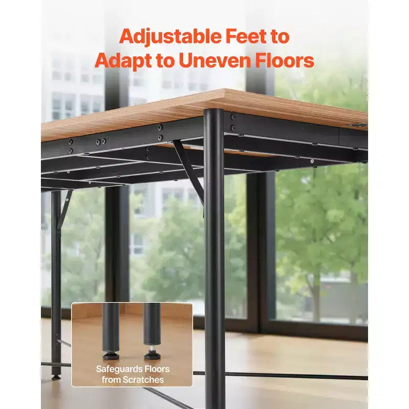 VEVOR Conference Table, 6 ft Office Meeting Table for 6-8 Person, Modern Rectangle Seminar Desk with Metal Legs, Meeting Desk Ideal for Office,Brown