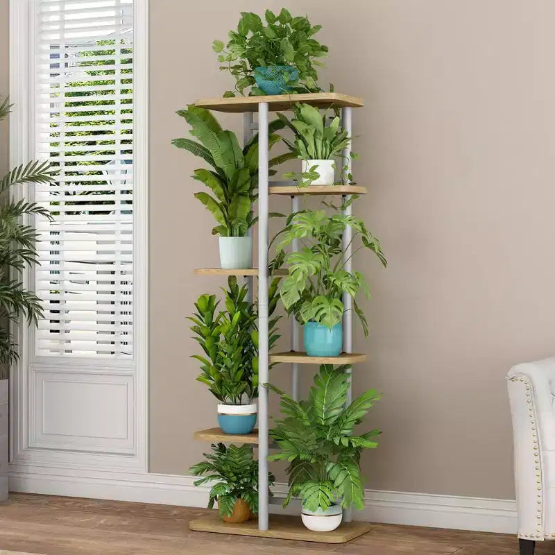 Plant Stand Indoor Outdoor, 4 Tier Corner Tall Outdoor Plant Shelf, Tall Metal Multi-Tier Plant Shelf Rack, Stand Display Rack for Patio Garden