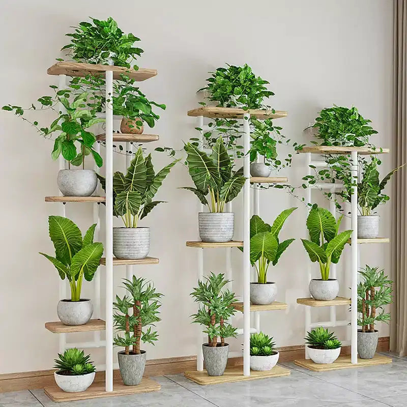 Plant Stand Indoor Outdoor, 4 Tier Corner Tall Outdoor Plant Shelf, Tall Metal Multi-Tier Plant Shelf Rack, Stand Display Rack for Patio Garden