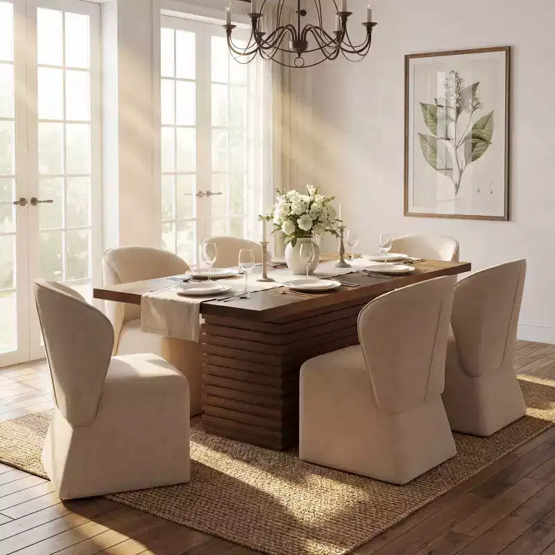 Ensemble de salle à manger moderne 7 pièces Christopher Knight Home Wichai en bois et métal avec chaises rembourrées