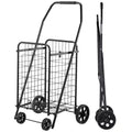 VEVOR Shopping Cart, Folding Grocery Utility Cart with Swivel Wheels, 90 LBS Large Load Capacity, Heavy Duty Rolling Laundry Basket Butler, Black