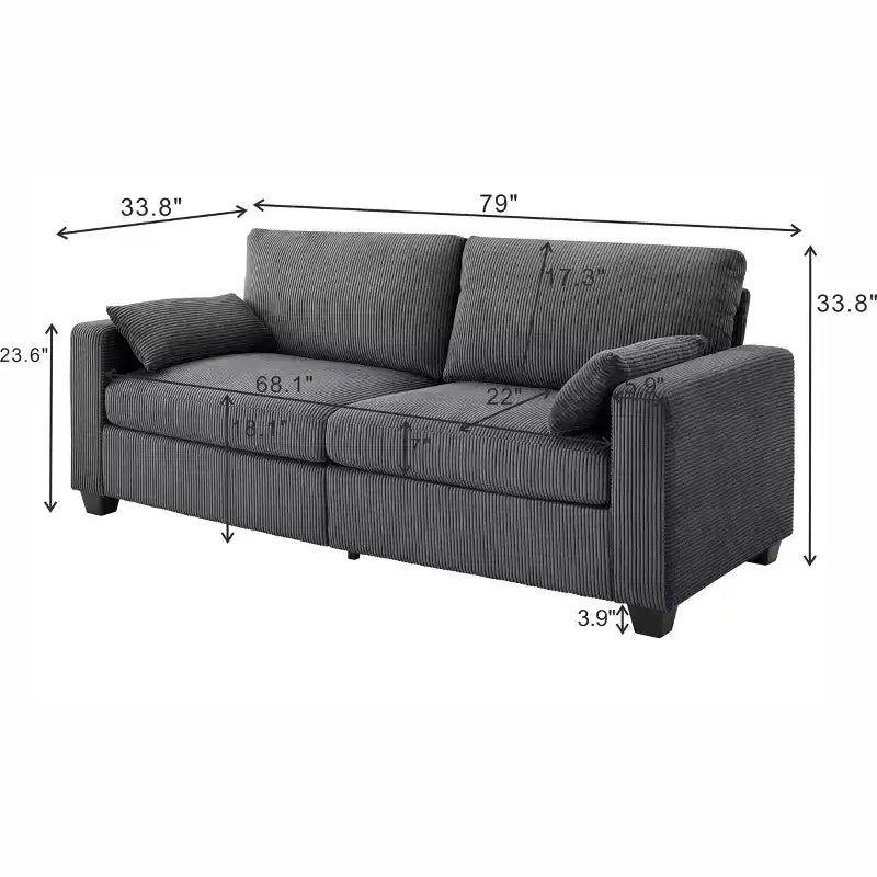 GDFStudio Garcia Modern Fabric Upholstered Loveseat with Removable Covers