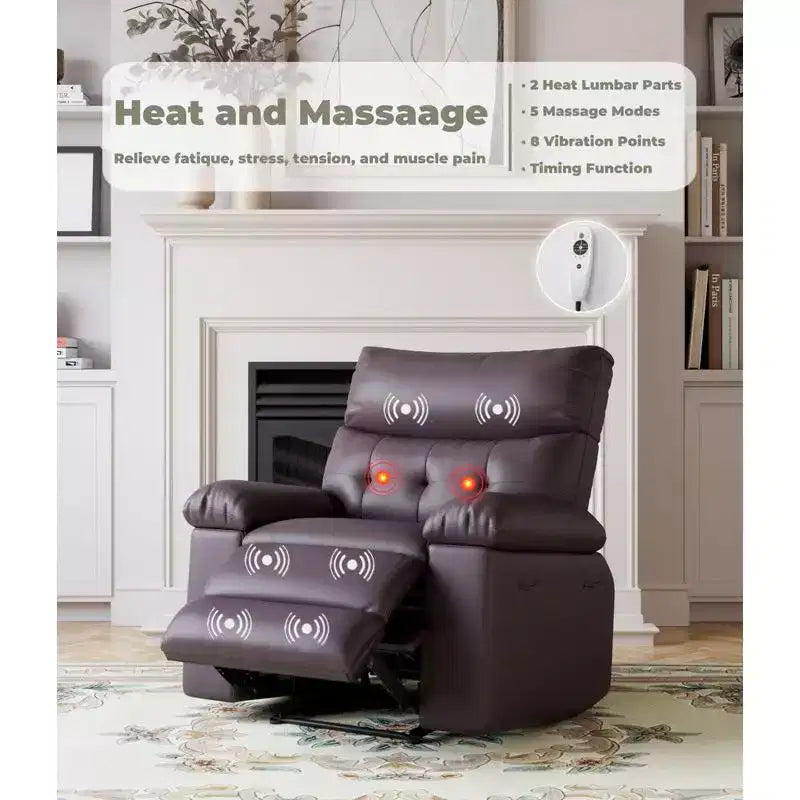 Oversized Swivel Rocking Recliner Chair with Massage and Heat, Remote Control Lazy Chair for Adults, Ergonomic Recliner for Living Room, Bedroom